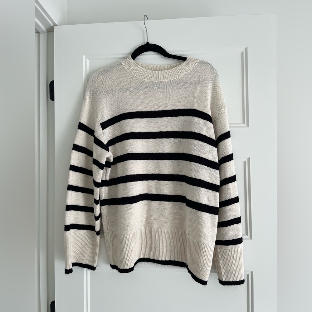 H&M Striped Black and Cream Sweater. Size Small.